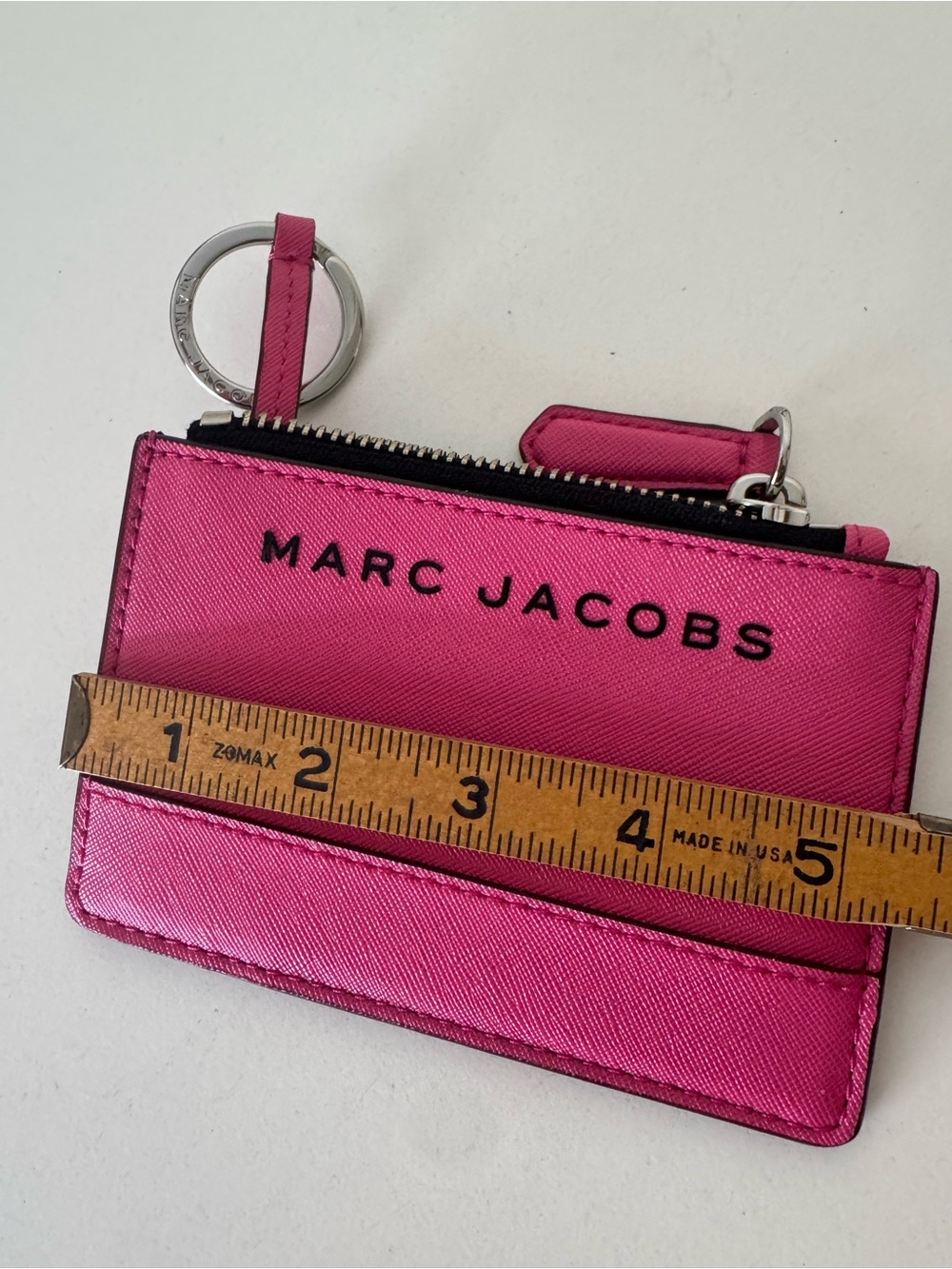 Marc Jacobs Hot Neon Pink Faux Leather Change Purse with Attached Key Ring NWOT - Picture 6 of 7